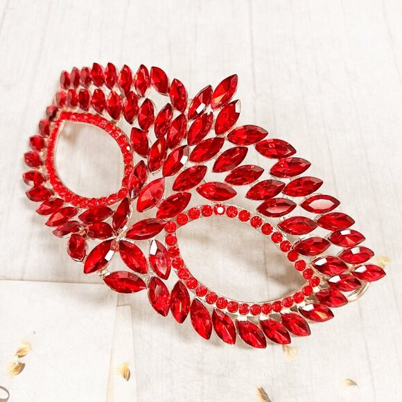 Handmade masquerade mask, Red crystal mask, Wedding party mask, Masquerade ball - Picture 2 of 8